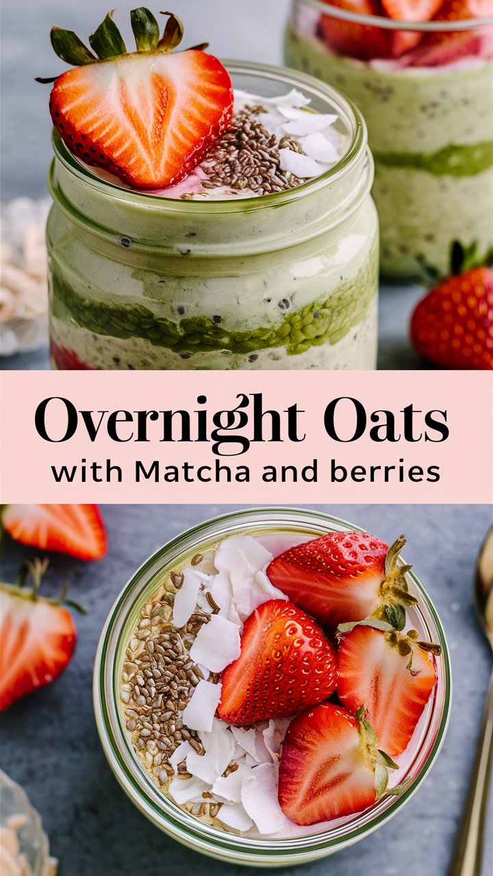 Overnight Oats with Matcha and Berries