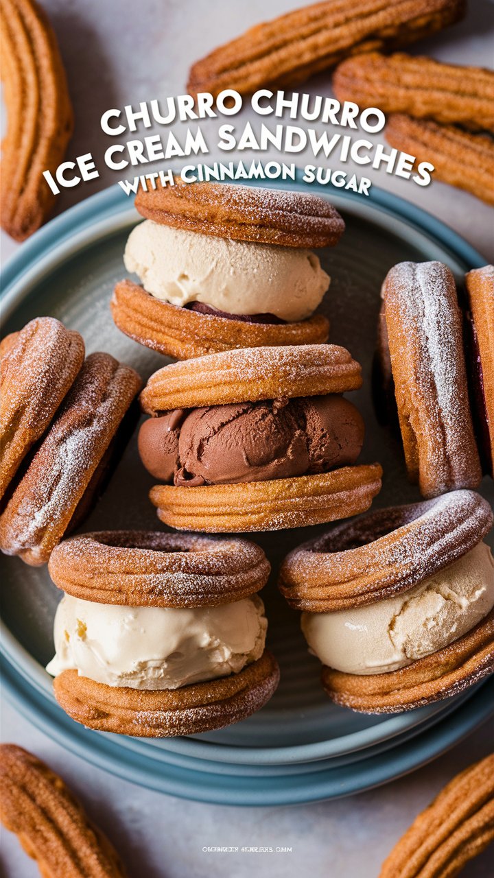 Churro Ice Cream Sandwiches with Cinnamon Sugar