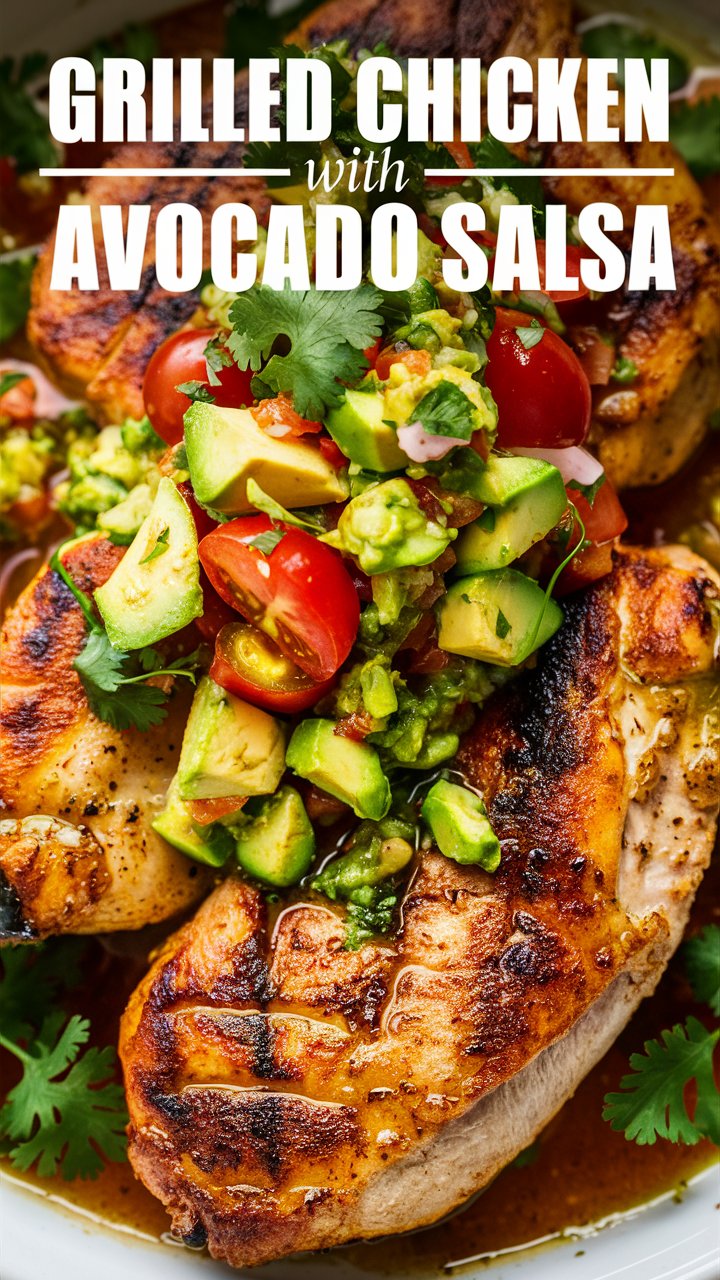 Grilled Chicken with Mango Salsa and Avocado