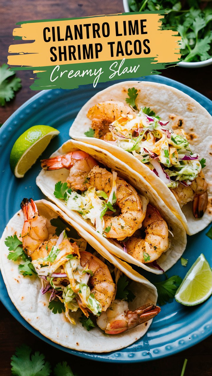 Grilled Shrimp Tacos with Cilantro Lime Slaw