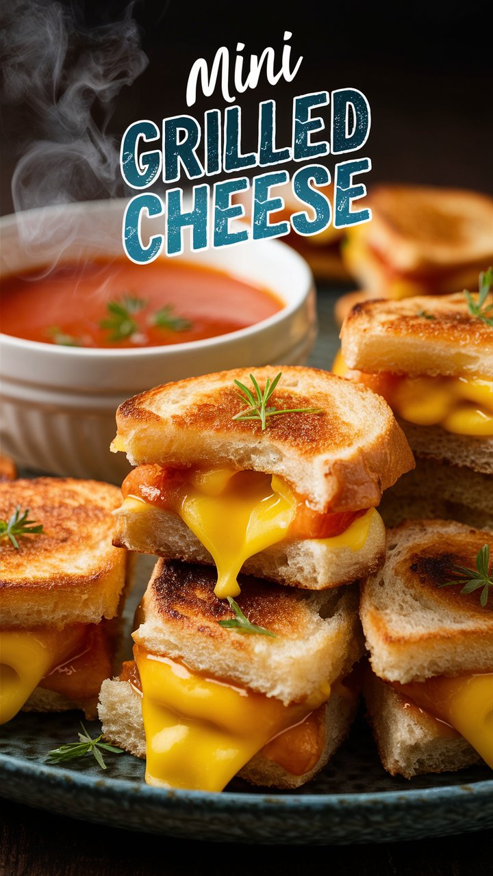 Mini Grilled Cheese Sandwiches with Tomato Soup