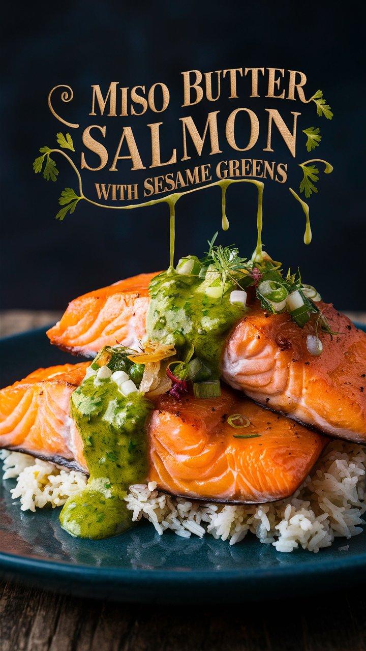 Miso Butter Salmon with Sesame Greens