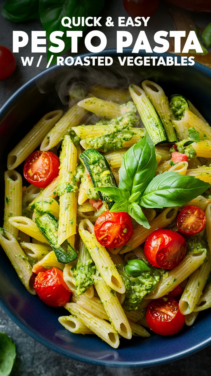 Pasta Primavera with Roasted Vegetables and Pesto