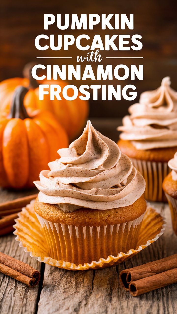 Pumpkin Cupcakes with Cinnamon Swirl