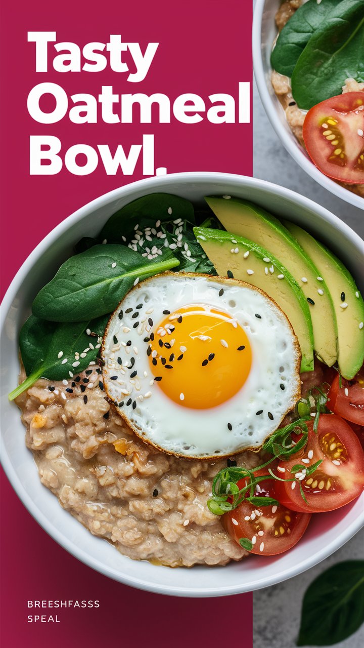 Savory Oatmeal with Spinach, Avocado, and Poached Egg