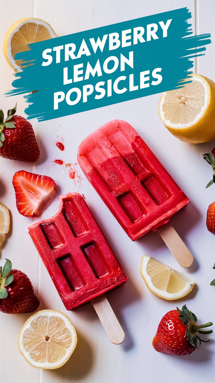 Strawberry Lemon Popsicles