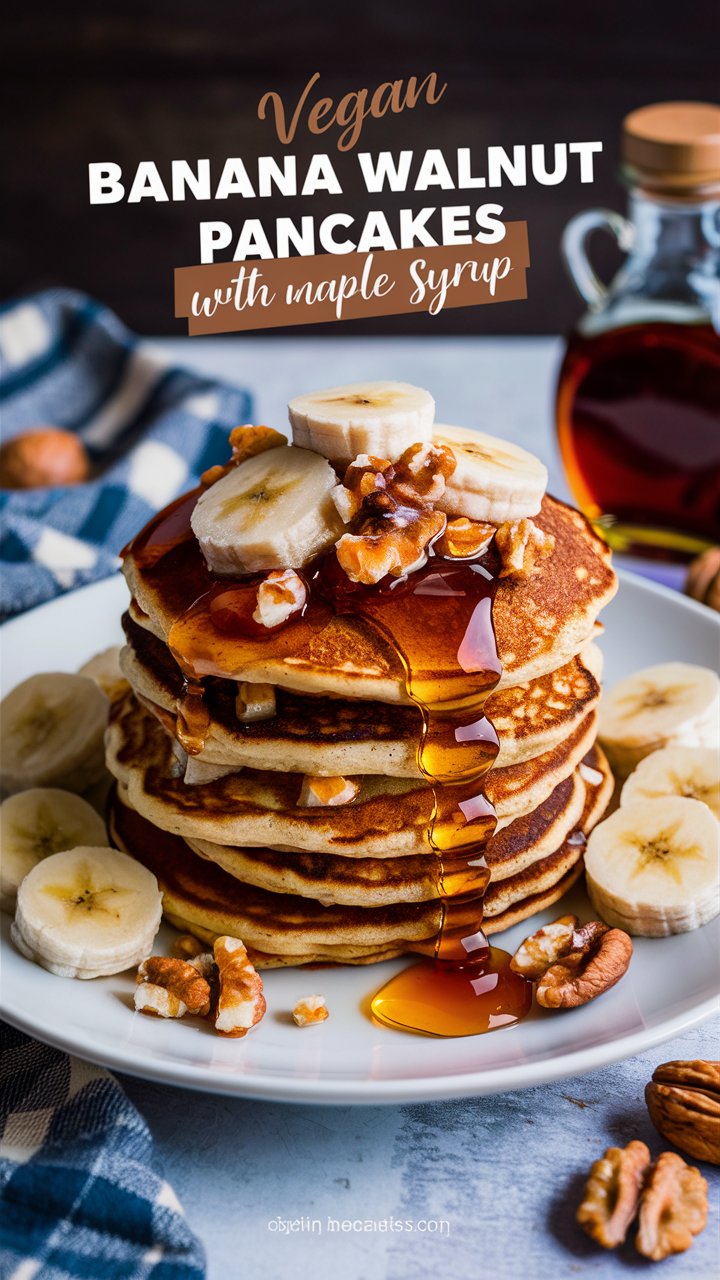 Vegan Banana Pancakes with Maple Syrup