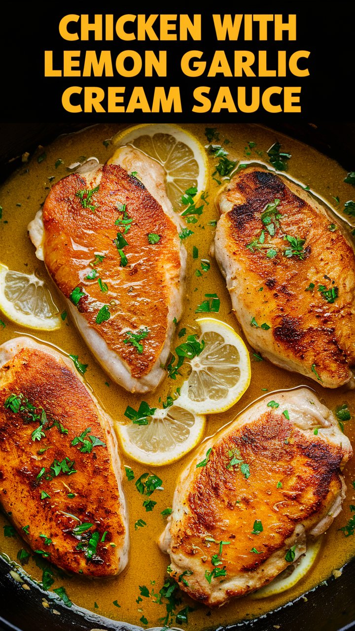 Chicken with Lemon Garlic Cream Sauce