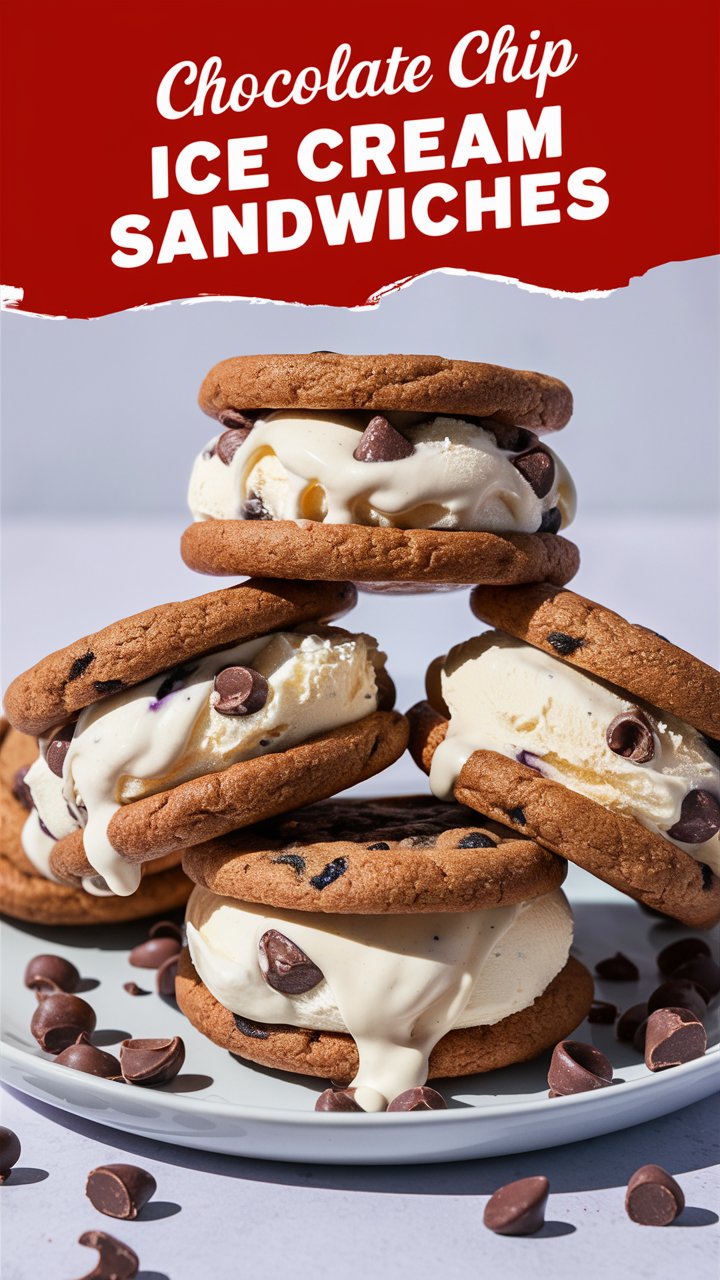 Chocolate Chip Cookie Ice Cream Sandwiches