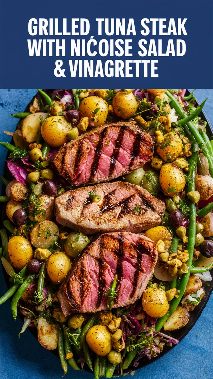 Grilled Tuna Steak with Niçoise Salad & Vinaigrette