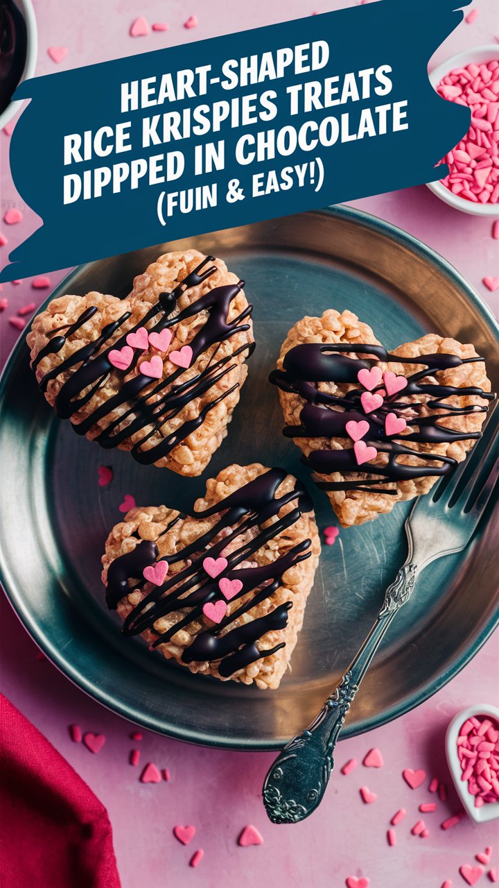 Heart-Shaped Rice Krispies Treats Dipped in Chocolate (Fun & Easy!)