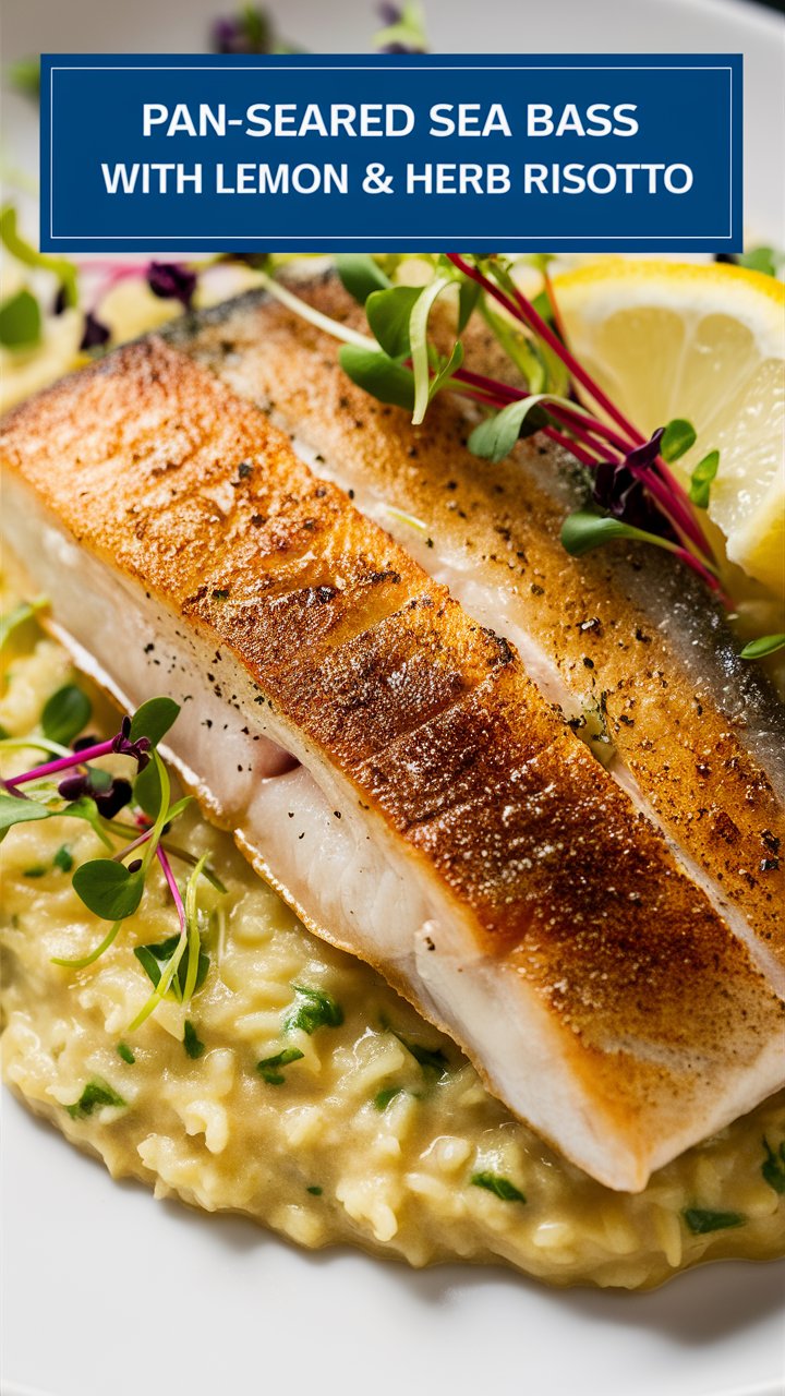 Pan-Seared Sea Bass with Lemon & Herb Risotto