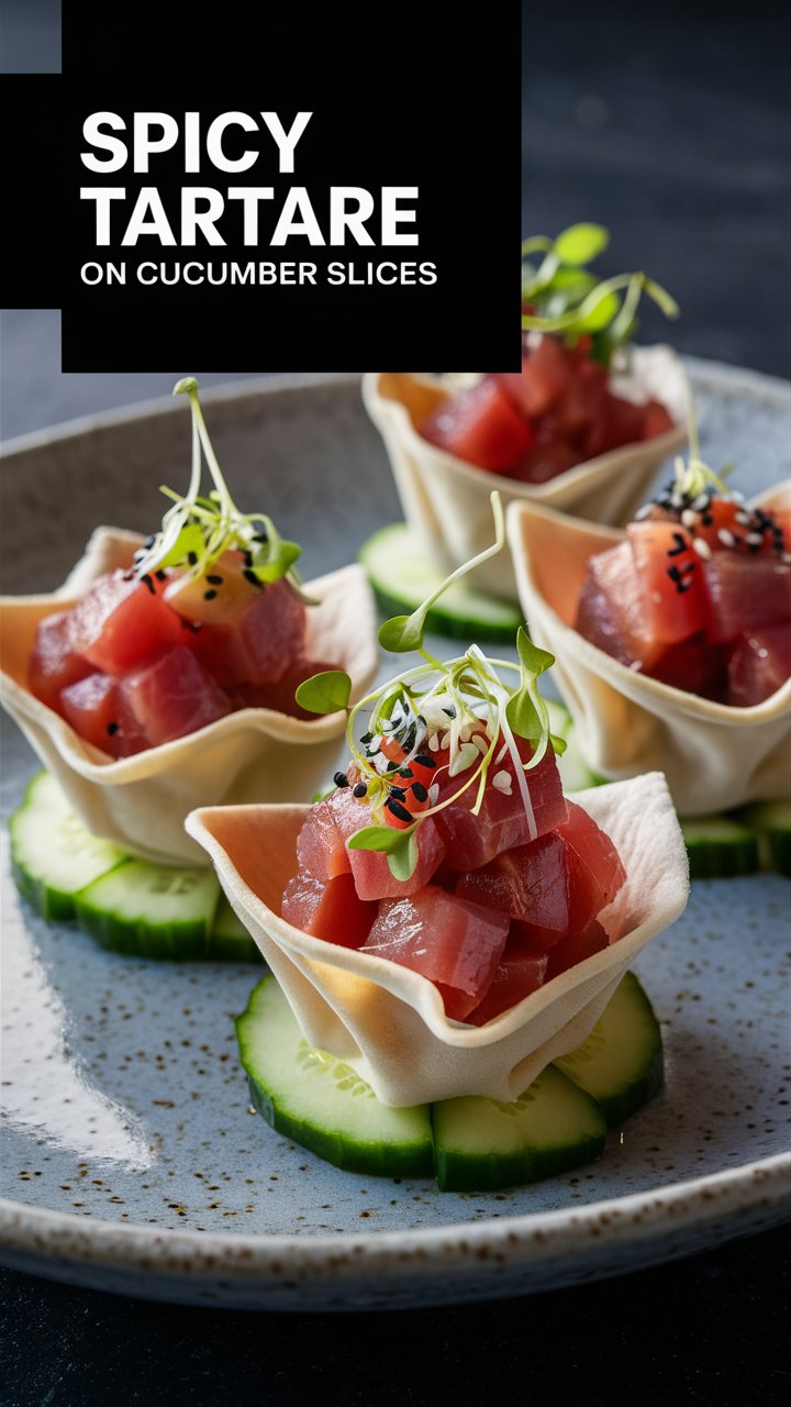 Spicy Tuna Tartare on Cucumber Slices