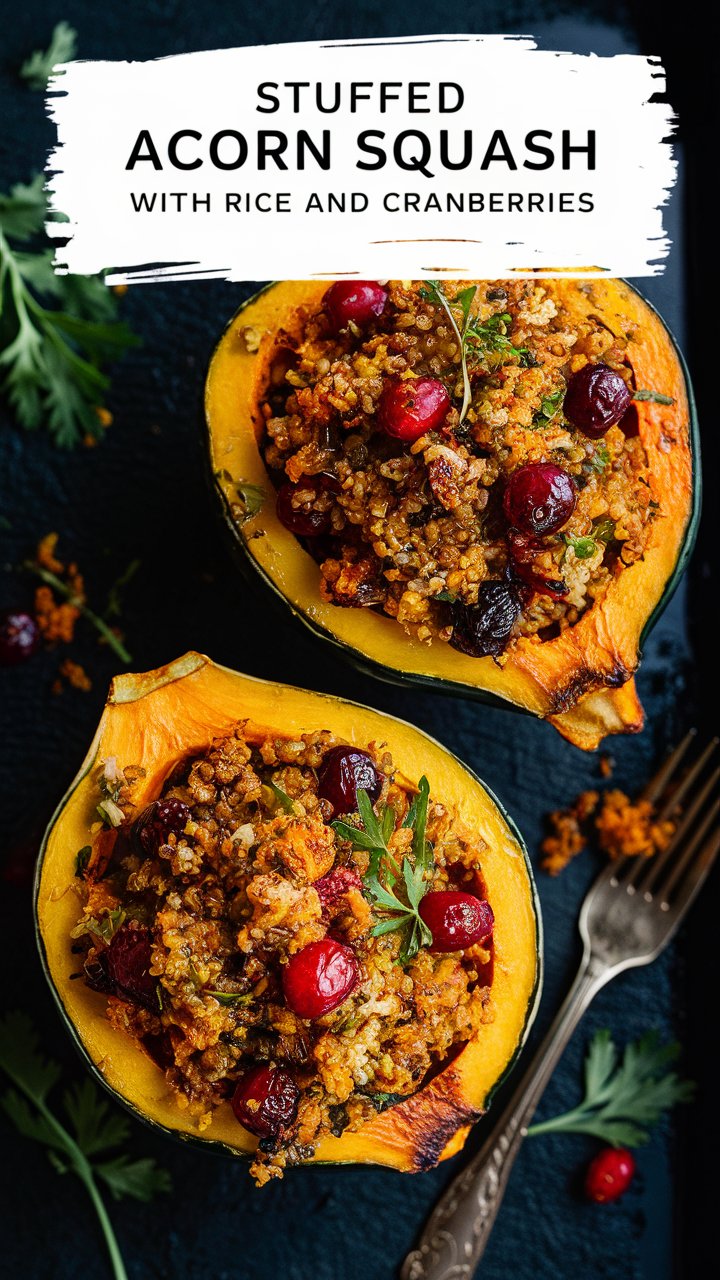 Stuffed Acorn Squash with Rice and Cranberries