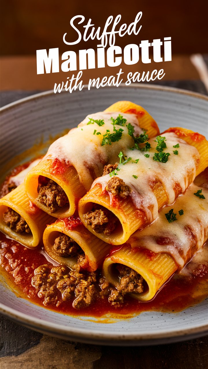 Stuffed Manicotti with Meat Sauce