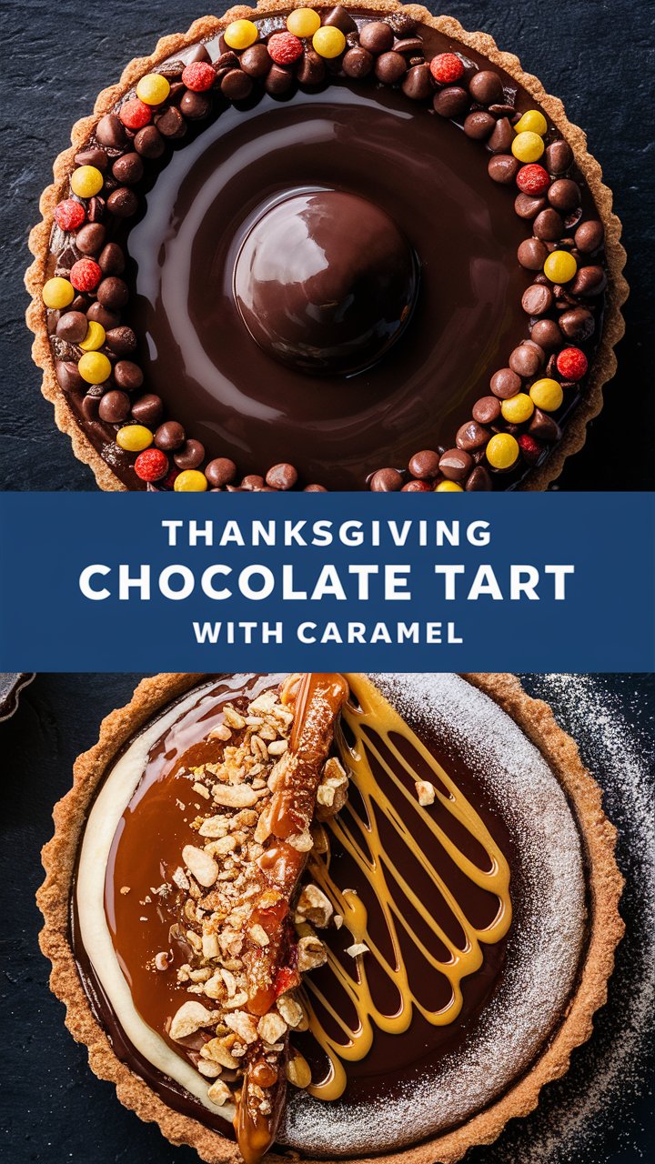 Thanksgiving Chocolate Tart with Caramel