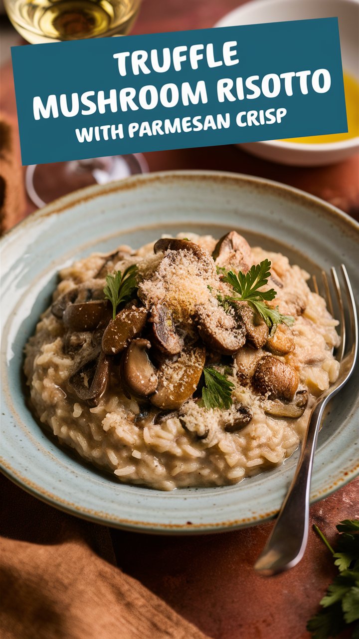 Truffle Mushroom Risotto with Parmesan Crisp