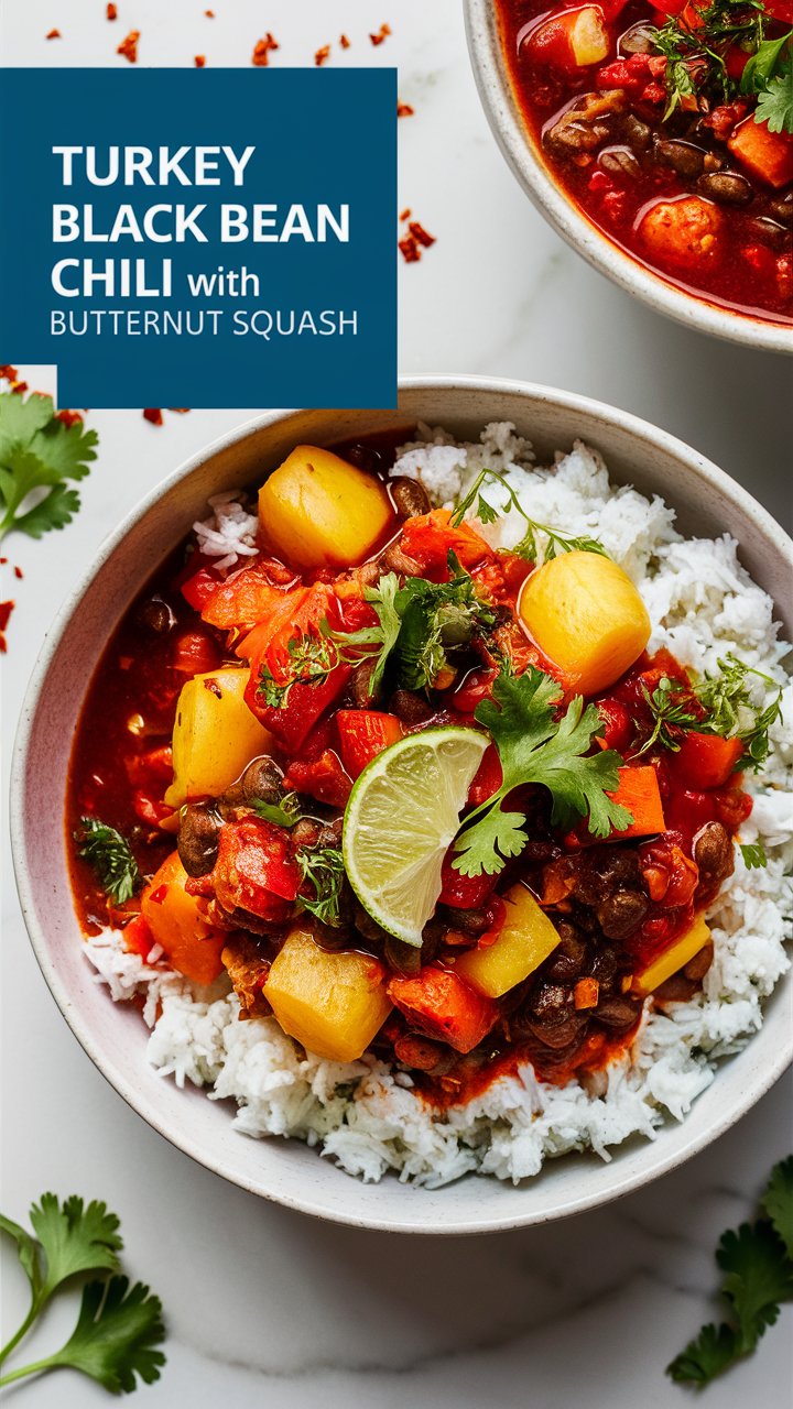 Turkey Black Bean Chili with Butternut Squash