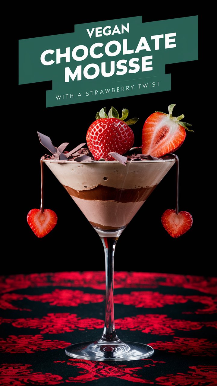 Vegan Chocolate Mousse with a Strawberry Twist