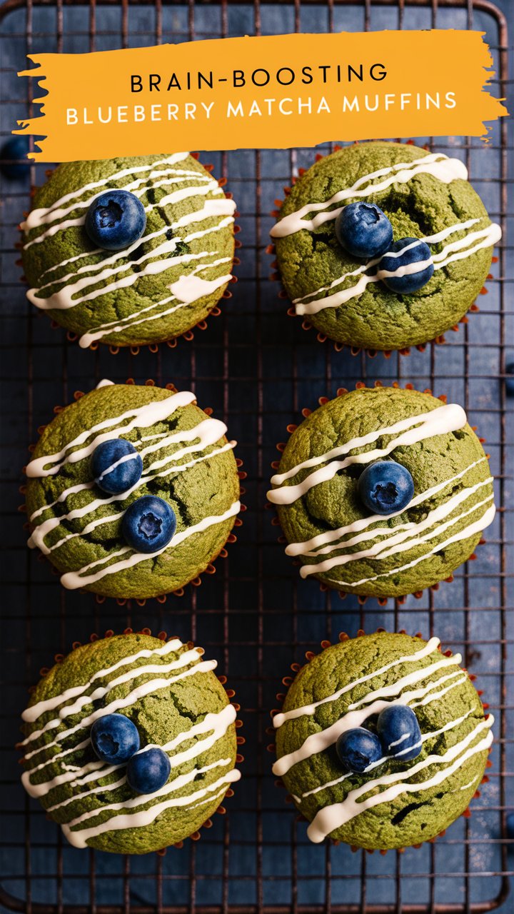 Brain-Boosting Blueberry Matcha Muffins