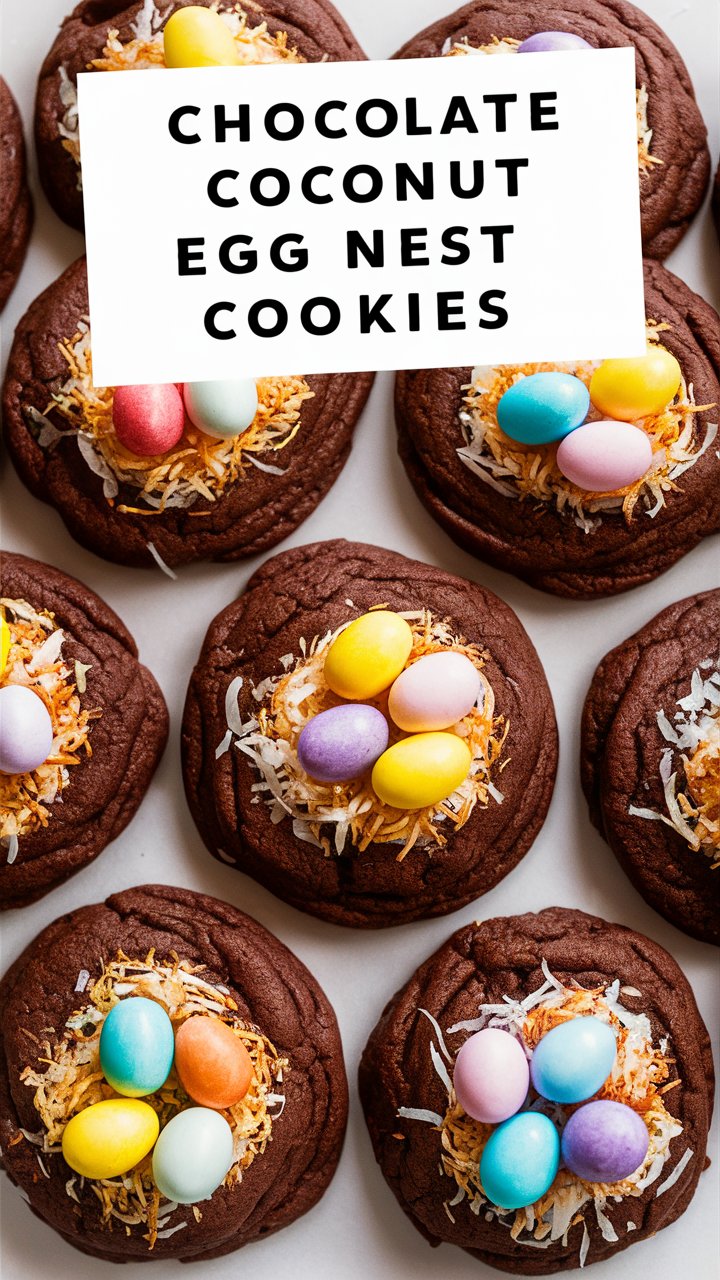 Chocolate Coconut Egg Nest Cookies