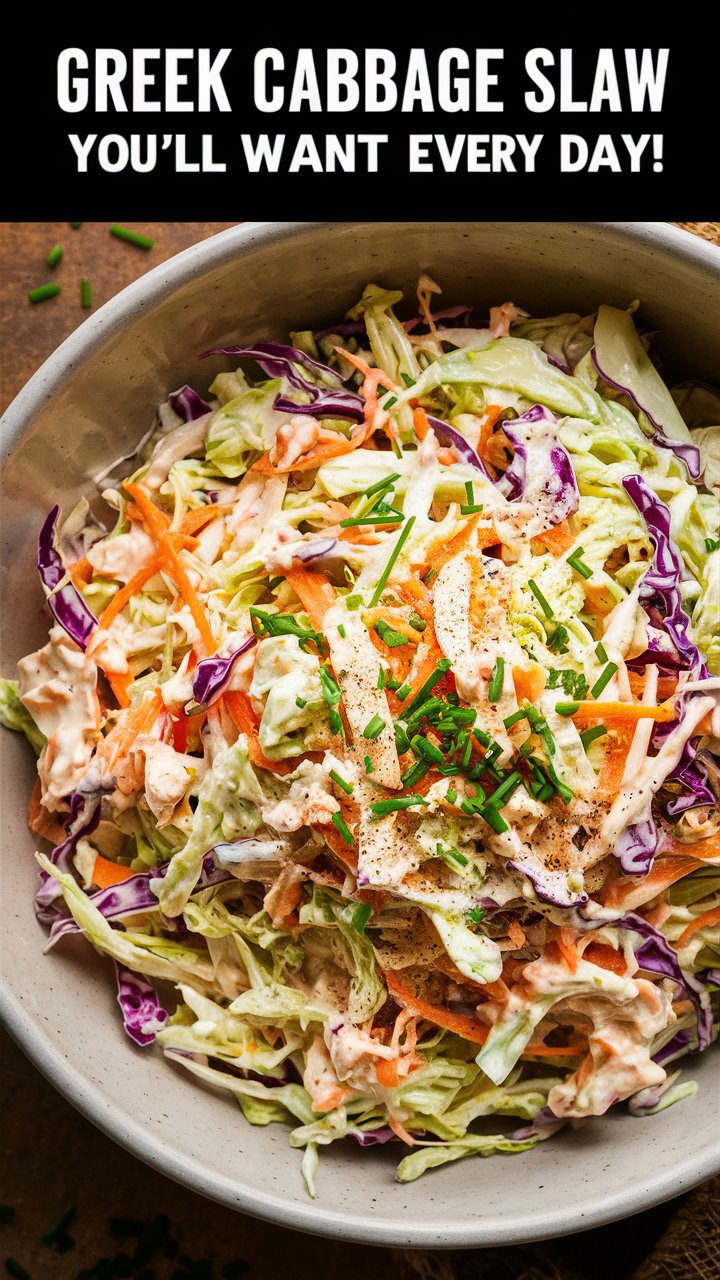 Greek Cabbage and Carrot Slaw with Yogurt Dressing