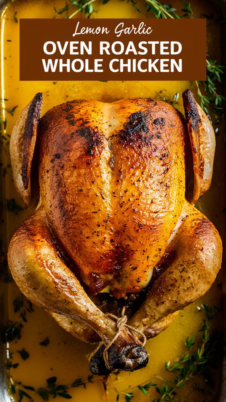 Lemon Garlic Oven Roasted Whole Chicken