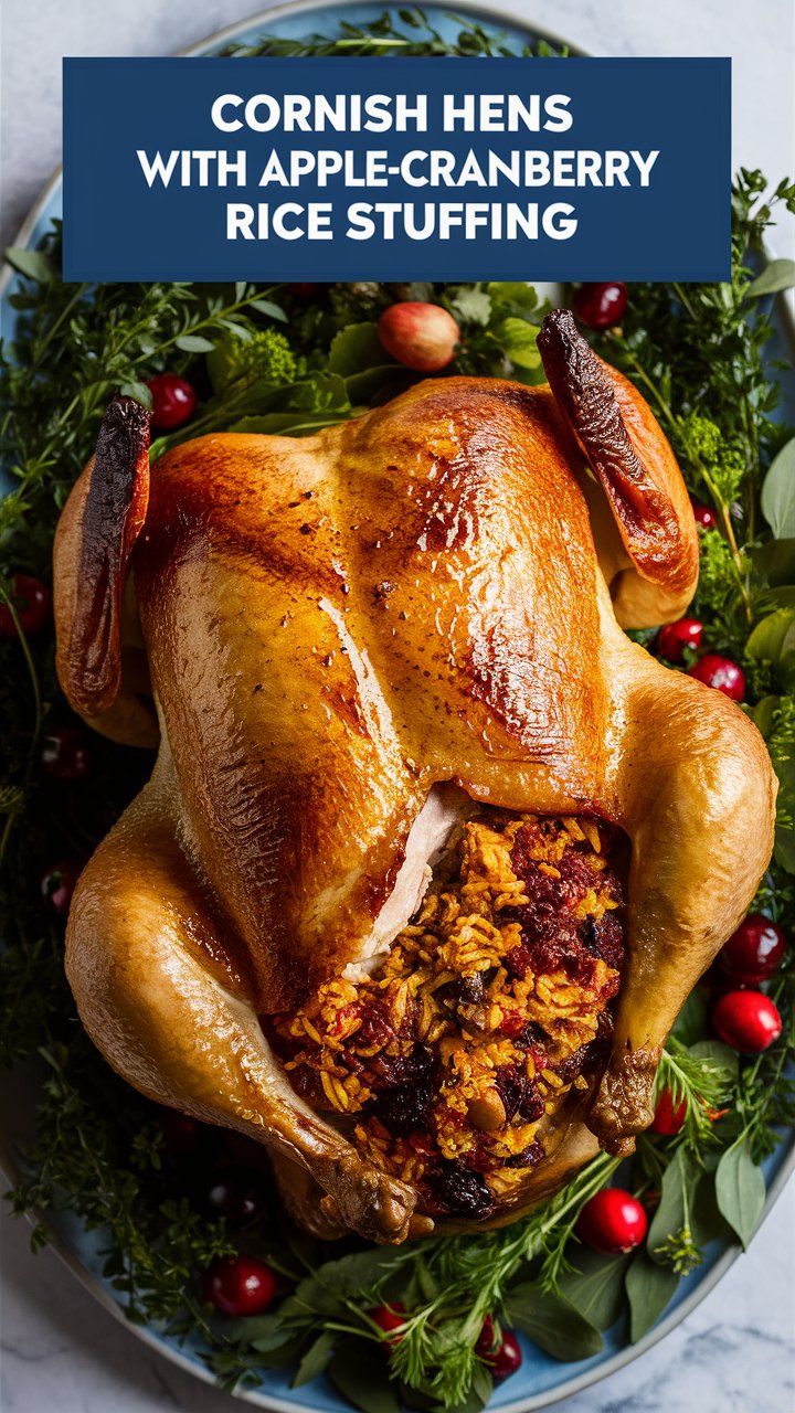 Cornish Hens with Apple-Cranberry Rice Stuffing
