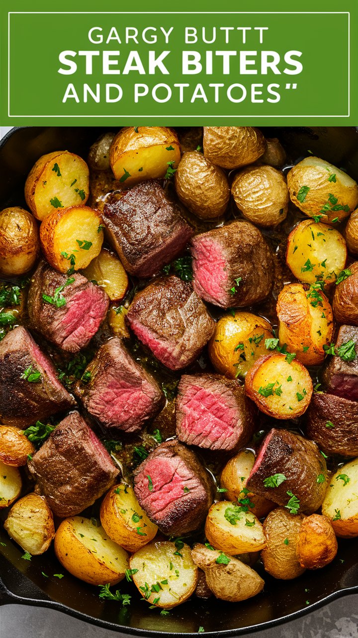Garlic Butter Steak Bites and Potatoes