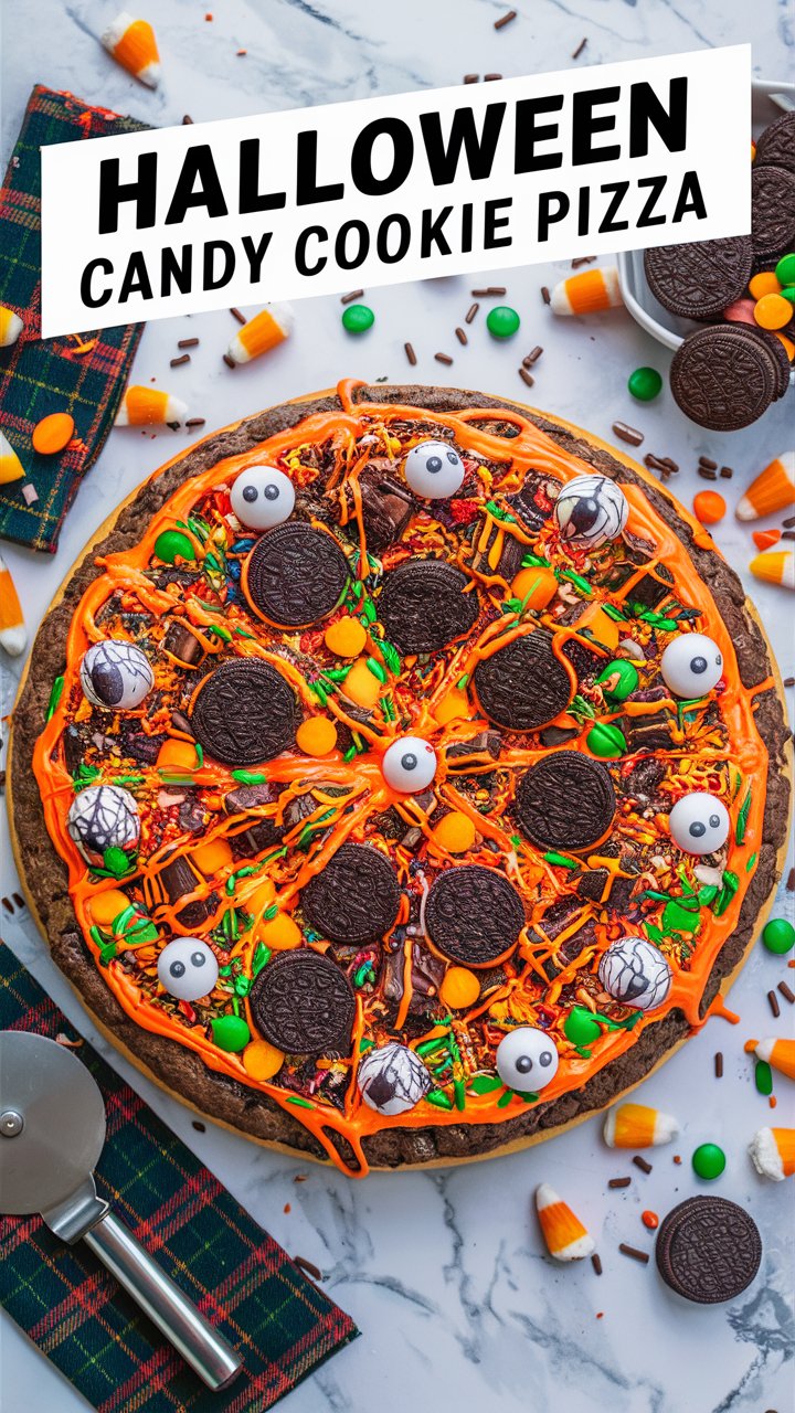 Halloween Candy Cookie Pizza
