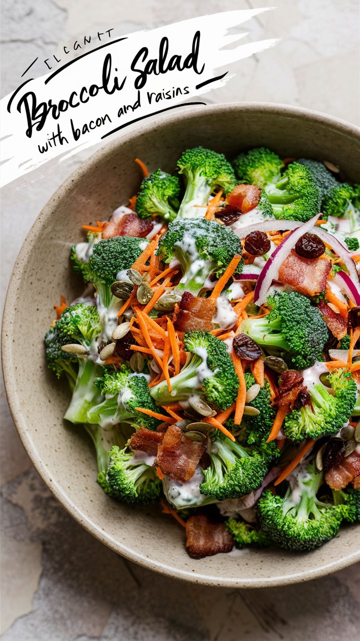 Healthy Broccoli Bacon and Raisin Salad