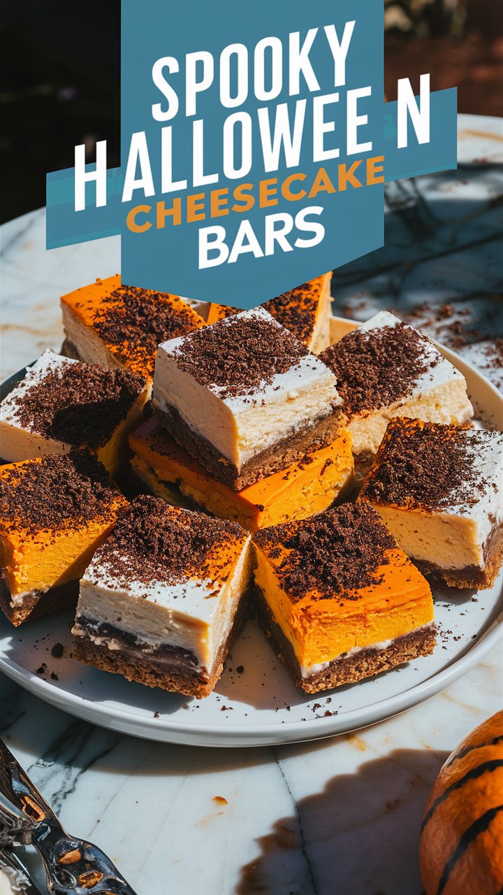 Spooky Halloween Cheesecake Bars