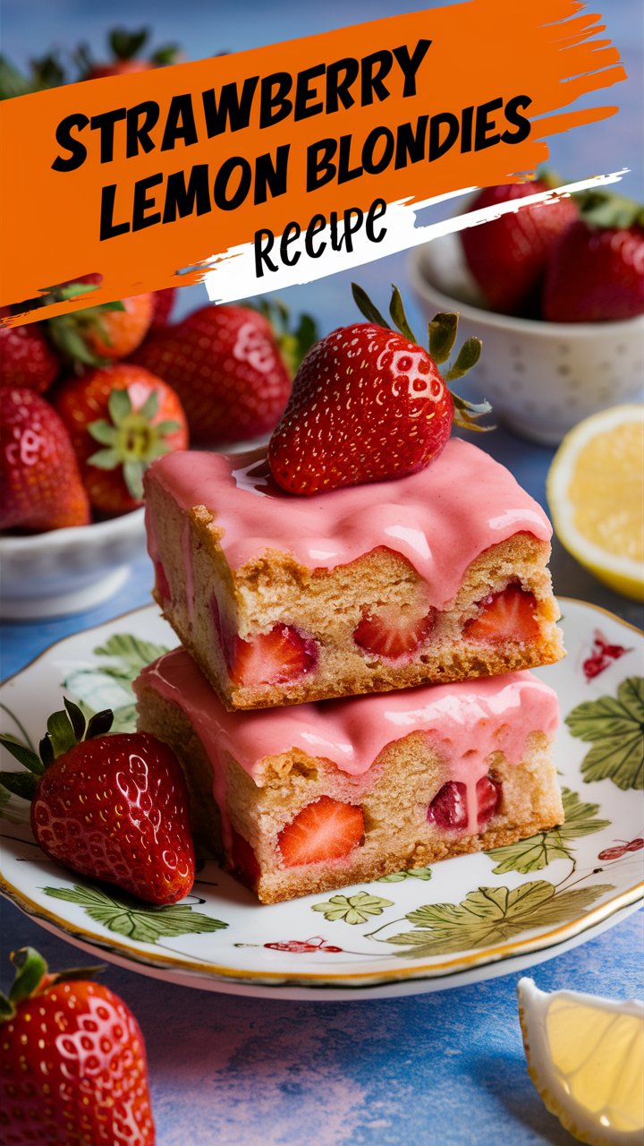 Strawberry Lemon Blondies Recipe