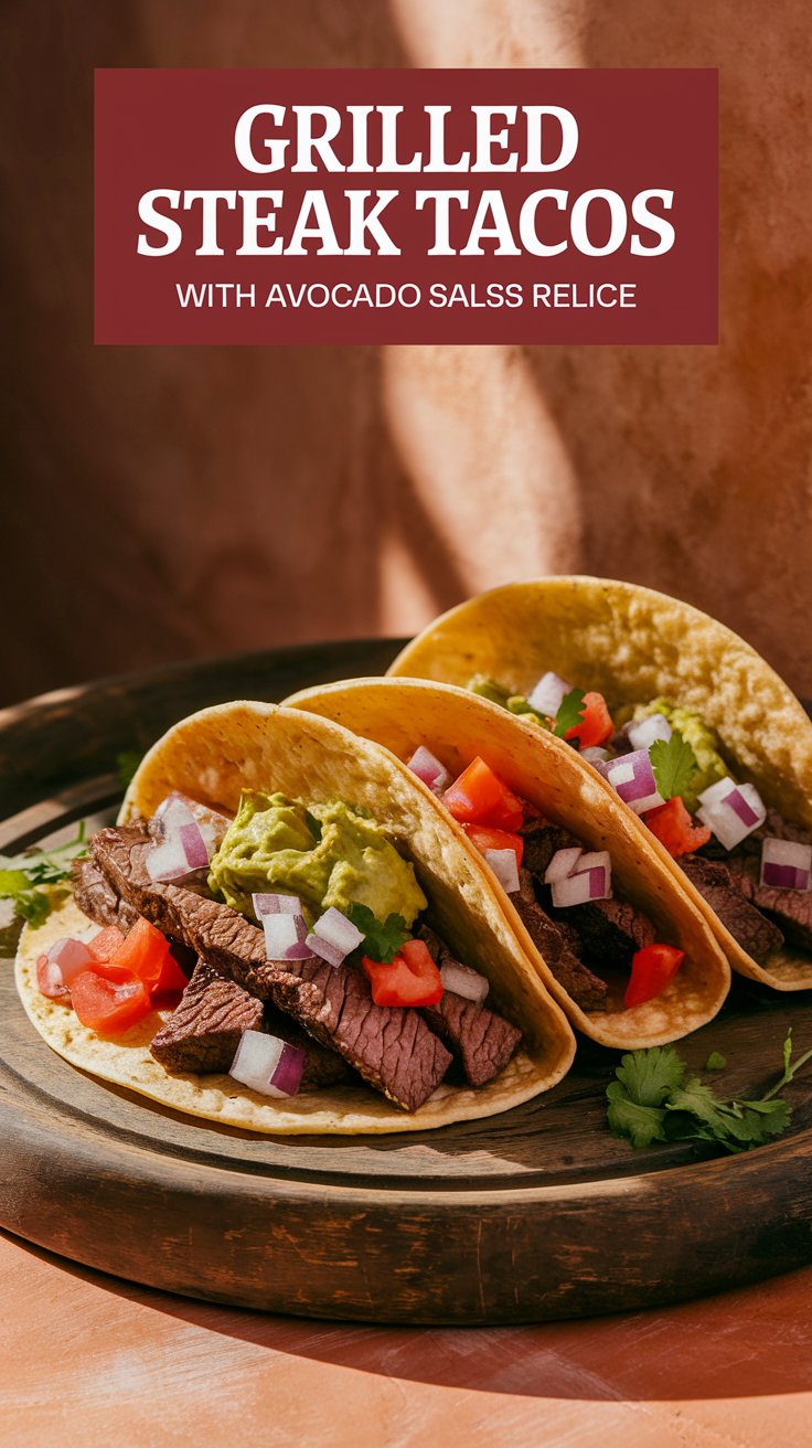 Grilled Steak Tacos with Avocado Salsa Recipe