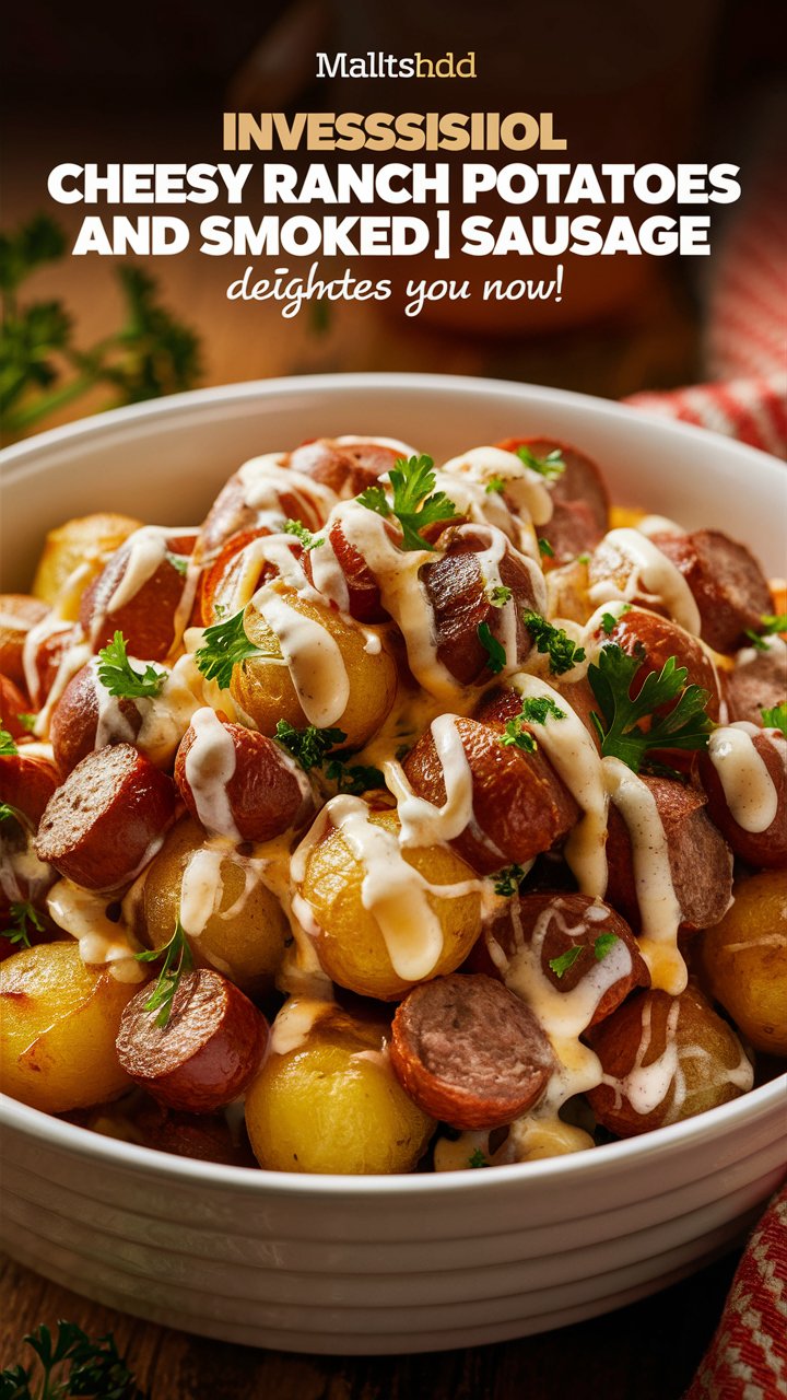 Irresistible Cheesy Ranch Potatoes and Smoked Sausage Delight await you now!