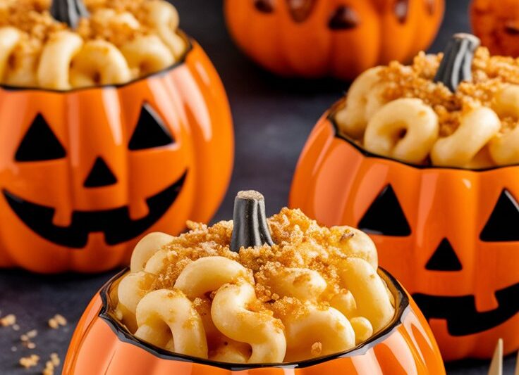 Orange Mac & Cheese Jack-o’-Lantern Bowls