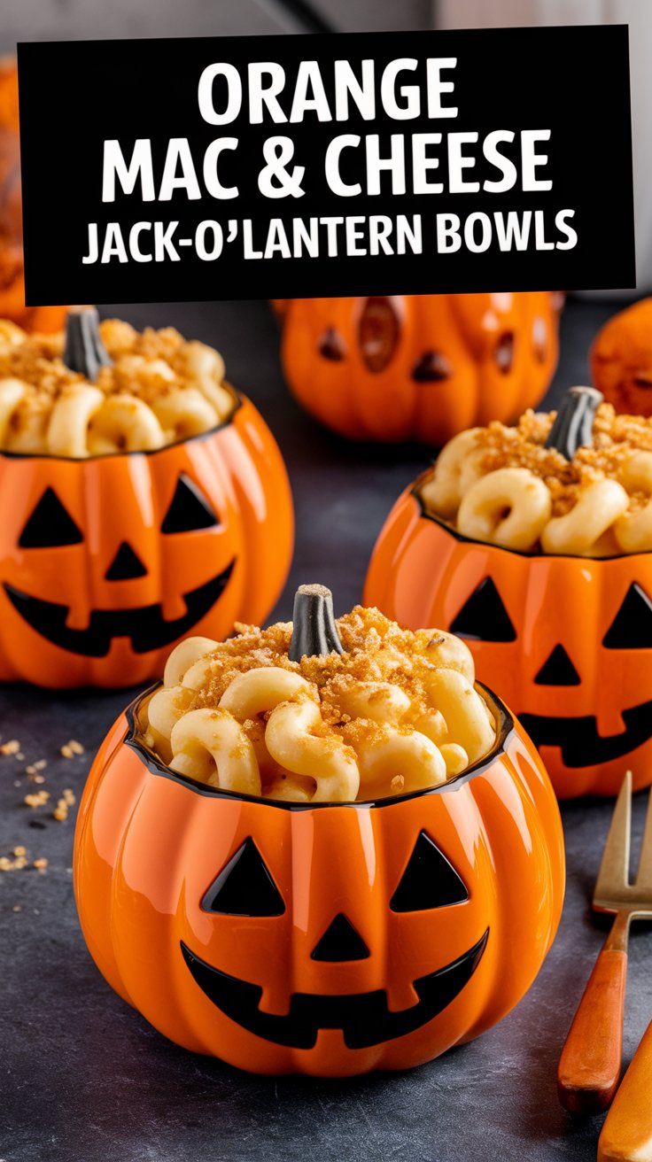 Orange Mac & Cheese Jack-o’-Lantern Bowls
