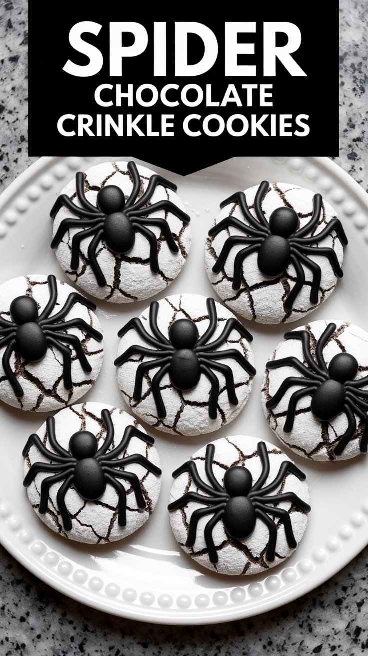 Spider Chocolate Crinkle Cookies