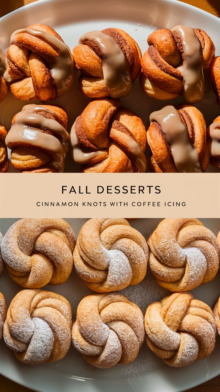 Fall Desserts Cinnamon Knots with Coffee Icing