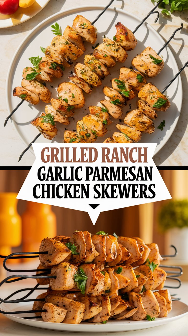 Grilled Ranch Garlic Parmesan Chicken Skewers