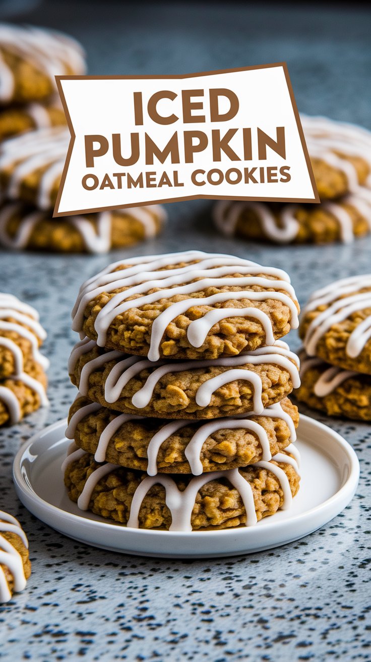 Iced Pumpkin Oatmeal Cookies