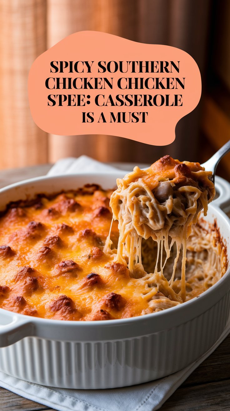 Spicy Southern Chicken Spaghetti Casserole is a must