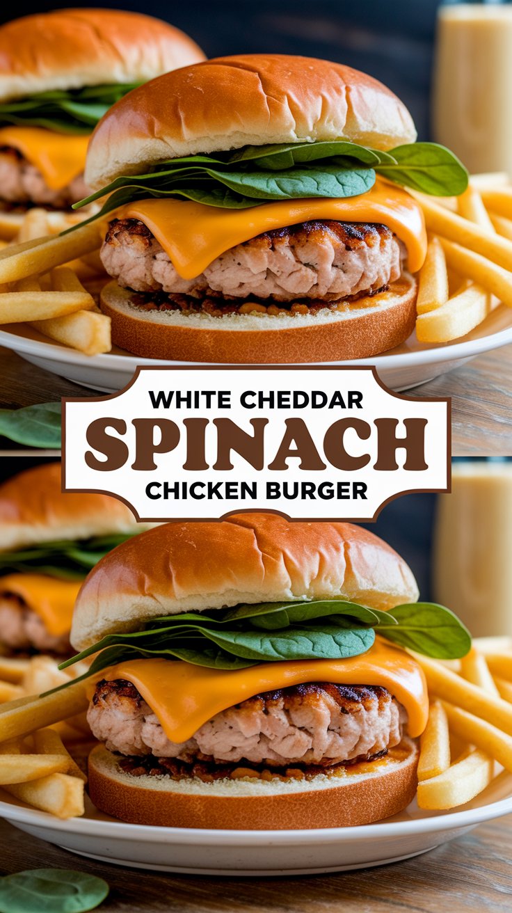 White Cheddar Spinach Chicken Burgers