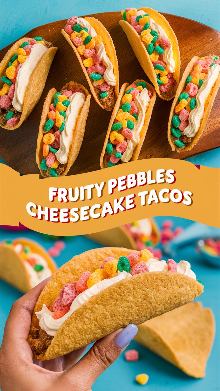 Fruity Pebbles Cheesecake Tacos